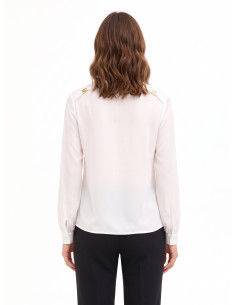 Camicia Fluida In Georgette Con Scollo A V E Targhette Logo Rr Rinascimento 2