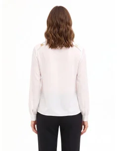 Chemise fluide en georgette à encolure en V avec étiquettes portant le logo RR Rinascimento 2