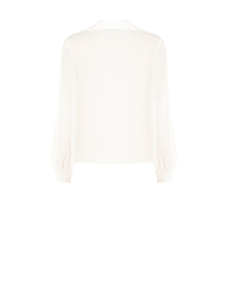 Camicia Fluida In Georgette Con Scollo A V E Targhette Logo Rr Rinascimento