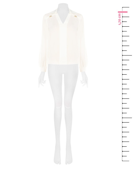 Chemise fluide en georgette à encolure en V avec étiquettes portant le logo RR Rinascimento