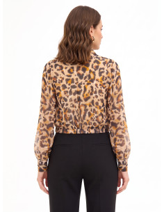 Blouse ballon en georgette à motifs tachetés, avec des touches de lurex et un décolleté en V croisé « Rinascimento » 2