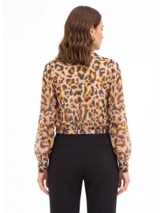 Blouse ballon en georgette à motifs tachetés, avec des touches de lurex et un décolleté en V croisé « Rinascimento » 2