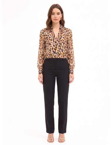 Blusa A Palloncino In Georgette Maculata Con Gocce Di Lurex E Scollo A V Incrociato Rinascimento