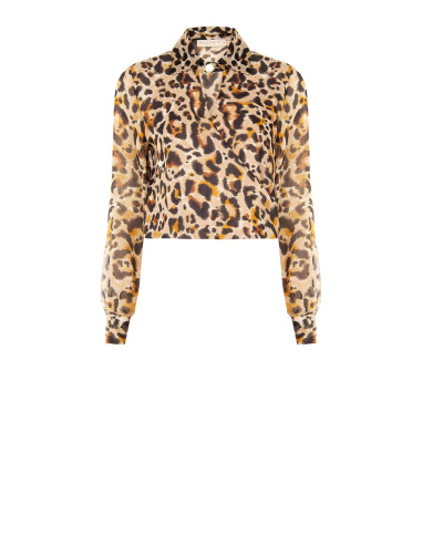 Spotted Georgette Balloon-Sleeve Blouse with Lurex Drops and a Crossed V-Neck by Rinascimento