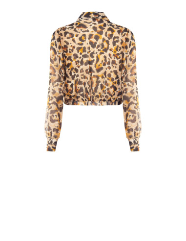 Blusa A Palloncino In Georgette Maculata Con Gocce Di Lurex E Scollo A V Incrociato Rinascimento