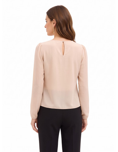 Blouse en georgette à volants superposés, ornée d'une broche décorative « Rinascimento »