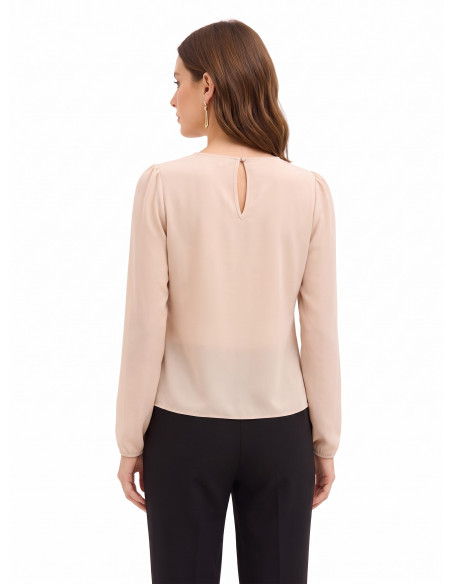 Georgette Blouse with Layered Ruffles and a Decorative ‘Rinascimento’ Brooch