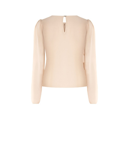 Blouse en georgette à volants superposés, ornée d'une broche décorative « Rinascimento »