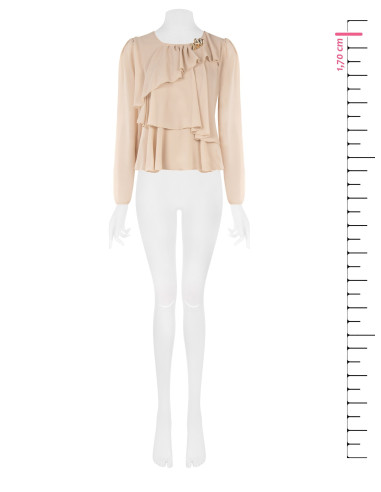 Georgette Blouse with Layered Ruffles and a Decorative ‘Rinascimento’ Brooch