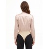 Loose-fitting satin bodysuit with a V-neck, crossover detail and a ‘Rinascimento’ bow