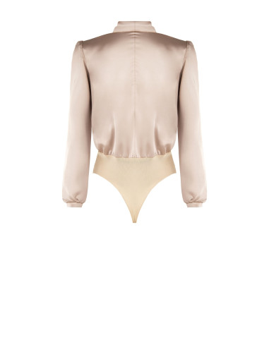 Loose-fitting satin bodysuit with a V-neck, crossover detail and a ‘Rinascimento’ bow