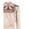 Loose-fitting satin bodysuit with a V-neck, crossover detail and a ‘Rinascimento’ bow