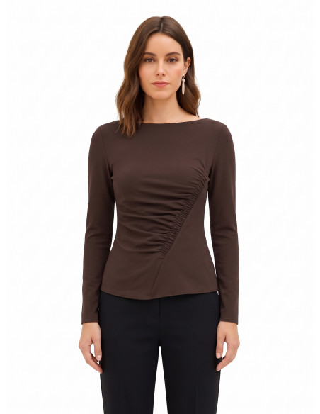 Rinascimento Fitted Top in Viscose Blend with Gathered Detail on the Side