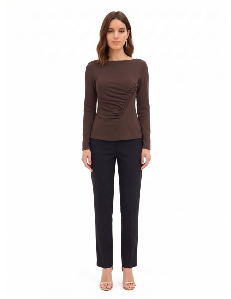 Rinascimento Fitted Top in Viscose Blend with Gathered Detail on the Side