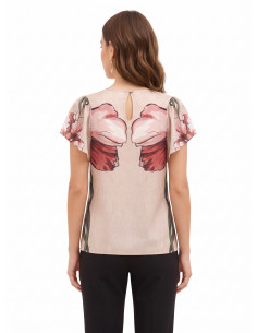 Blouse with large floral print and ruffled sleeves – Rinascimento 2