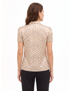 Double-Polka-Dot Satin Blouse with V-Neck and Rinascimento Bow 2
