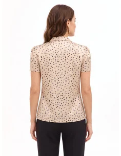 Double-Polka-Dot Satin Blouse with V-Neck and Rinascimento Bow 2