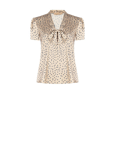 Blusa In Raso A Pois Doppi Con Scollo A V E Fiocco Rinascimento