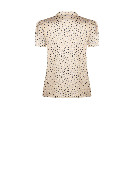 Blouse en satin à doubles pois, avec encolure en V et nœud « Rinascimento »