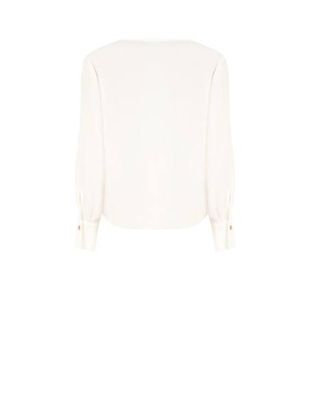 Loose-fitting blouse in matt satin with a crossover V-neck and a Rinascimento-style necklace featuring a foulard and chain