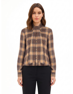 Chemise à carreaux avec nœud et encolure ronde « Rinascimento »