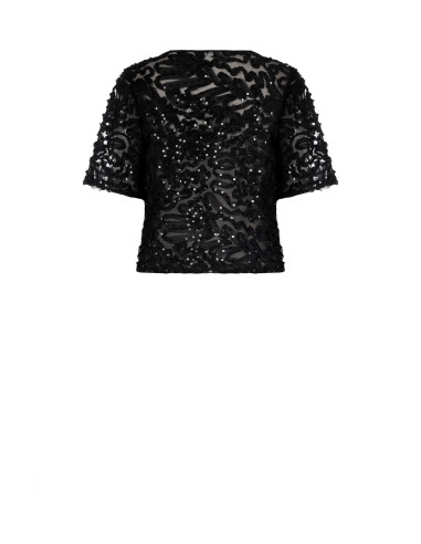 Oversized Tulle Blouse with Embroidery and Sequins by Rinascimento
