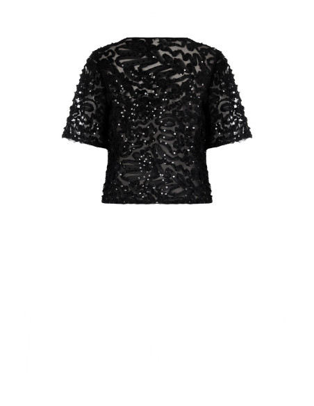 Blouse ample en tulle avec broderies et paillettes « Rinascimento »