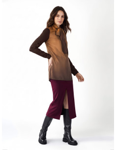 Blusa Lunga Sfiancata In Raso Con Scollo A V E Fiocco Rinascimento