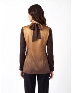 Blouse longue cintrée en satin, avec encolure en V et nœud « Rinascimento » 2