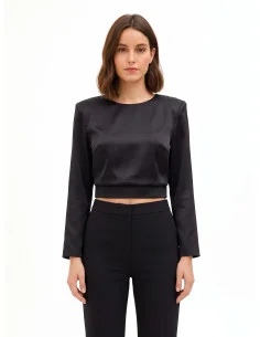 Blouse courte en satin à bretelles « Rinascimento »