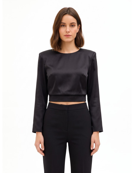 Blouse courte en satin à bretelles « Rinascimento »