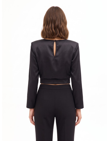 Blouse courte en satin à bretelles « Rinascimento »