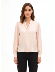 Blouse en satin mat à encolure en V et boutons dissimulés « Rinascimento »