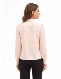 Matt Satin Blouse with V-neck and Concealed Buttons by Rinascimento 2