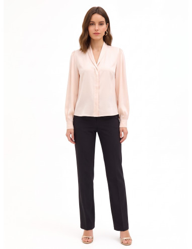 Blouse en satin mat à encolure en V et boutons dissimulés « Rinascimento »