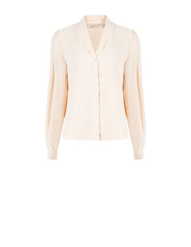 Blusa In Raso Opaco Con Scollo A V E Bottoni A Scomparsa Rinascimento