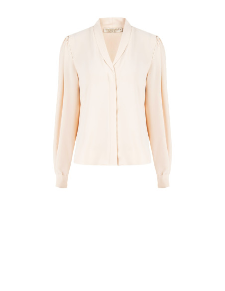 Blouse en satin mat à encolure en V et boutons dissimulés « Rinascimento »