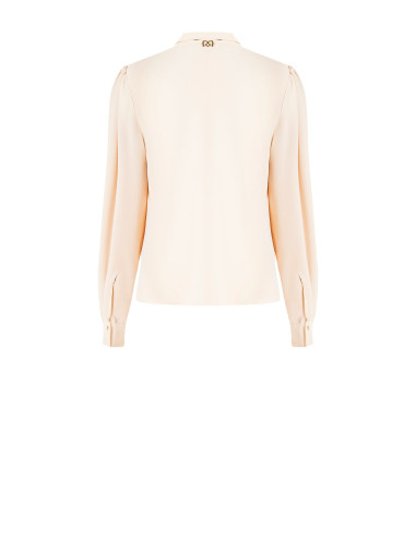 Matt Satin Blouse with V-neck and Concealed Buttons by Rinascimento