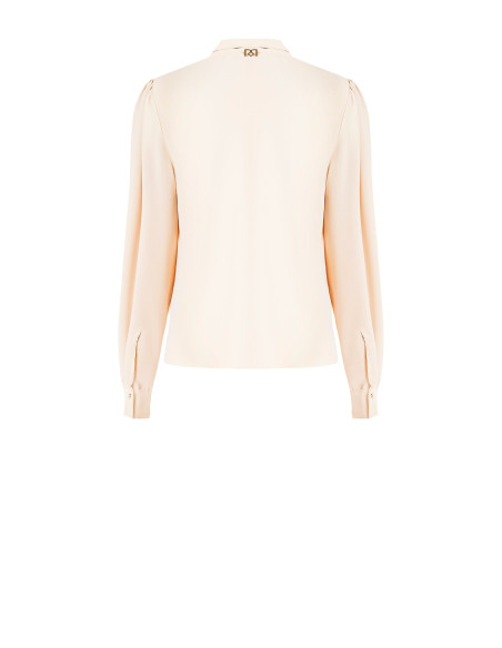 Matt Satin Blouse with V-neck and Concealed Buttons by Rinascimento