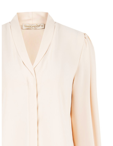 Matt Satin Blouse with V-neck and Concealed Buttons by Rinascimento