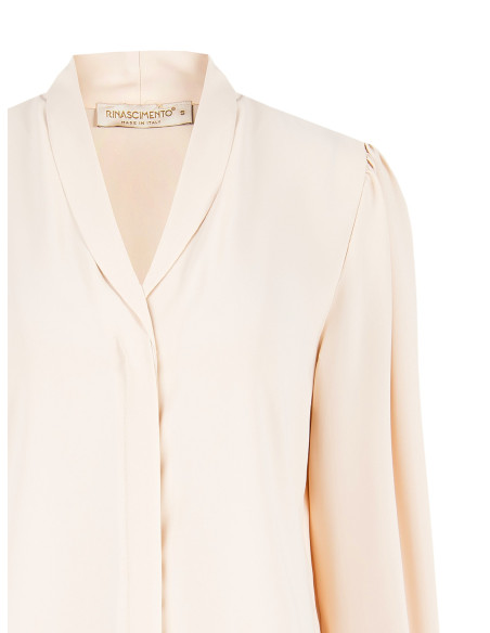 Matt Satin Blouse with V-neck and Concealed Buttons by Rinascimento
