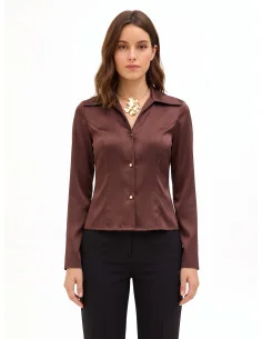Chemise cintrée et courte en satin avec collier assorti « Rinascimento »