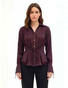 Chemise ample en mélange de viscose, effet légèrement froissé, avec des lacets « Rinascimento »