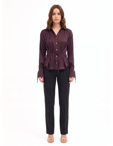 Loose-fitting shirt in a viscose blend with a slightly crinkled finish and Rinascimento-style ties