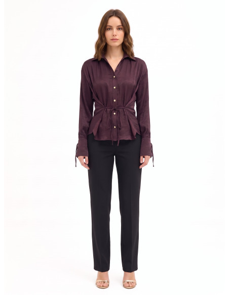Chemise ample en mélange de viscose, effet légèrement froissé, avec des lacets « Rinascimento »