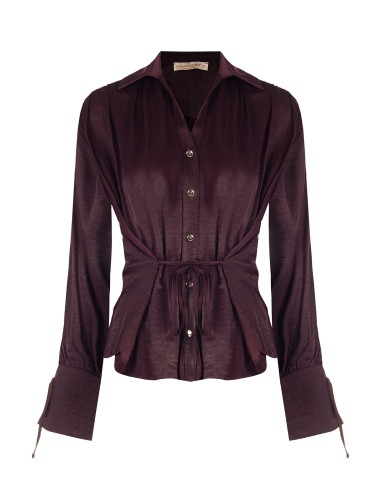Chemise ample en mélange de viscose, effet légèrement froissé, avec des lacets « Rinascimento »
