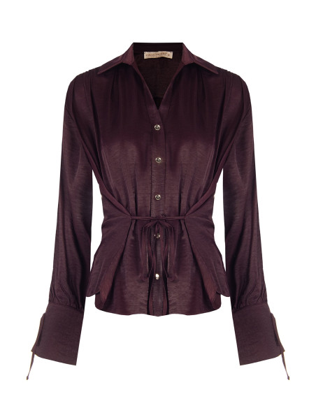 Chemise ample en mélange de viscose, effet légèrement froissé, avec des lacets « Rinascimento »