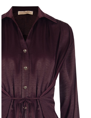 Loose-fitting shirt in a viscose blend with a slightly crinkled finish and Rinascimento-style ties