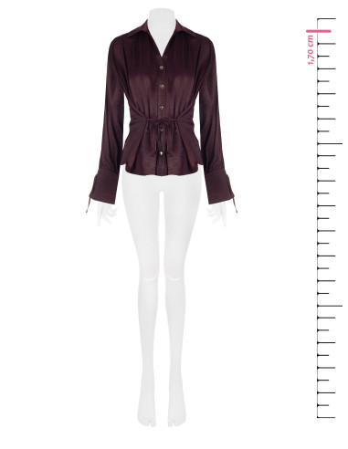 Loose-fitting shirt in a viscose blend with a slightly crinkled finish and Rinascimento-style ties