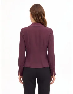 Fitted Georgette Blouse with V-neck, Satin Collar and Rinascimento-style Straps 2